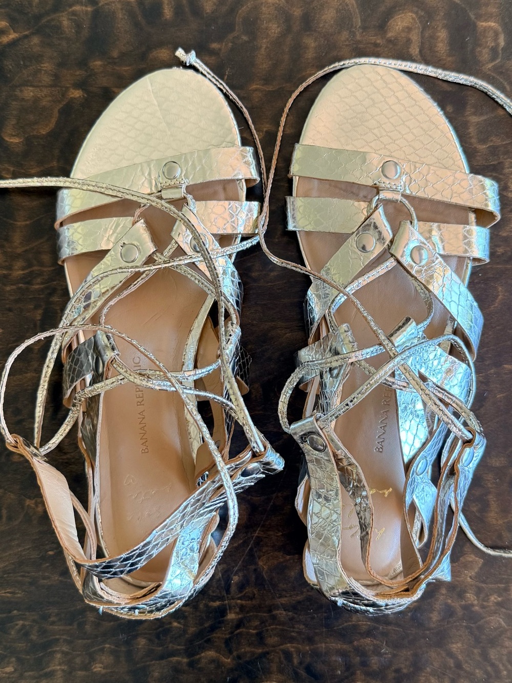 Banana Republic Metallic Lace-Up Gladiator Sandals - Gold